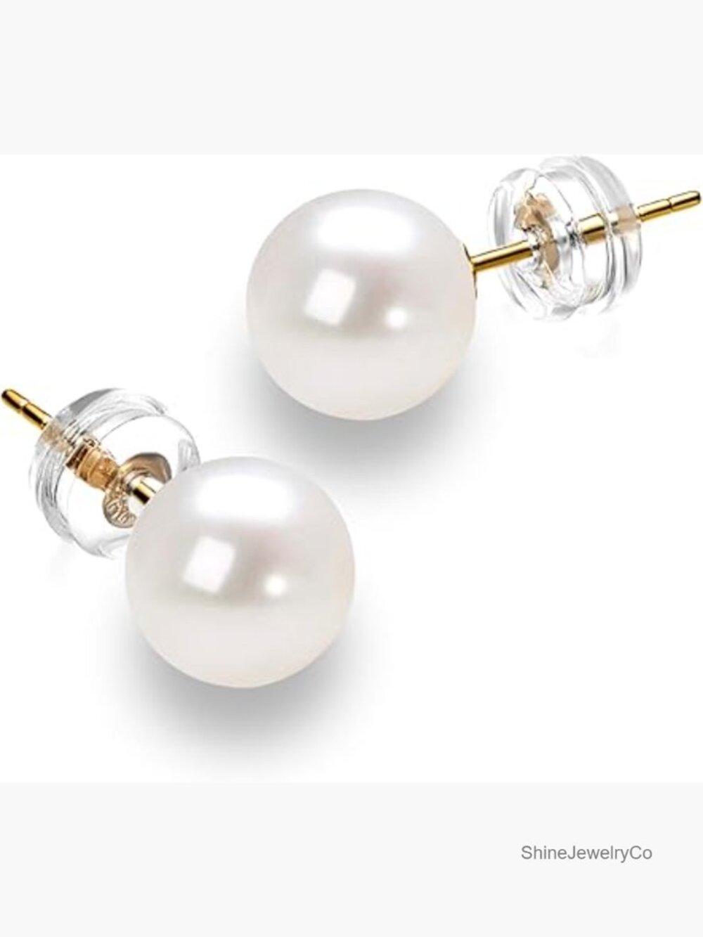 14K Gold Freshwater Pearl Stud Earrings - AAAA Quality Round 5.5-6mm